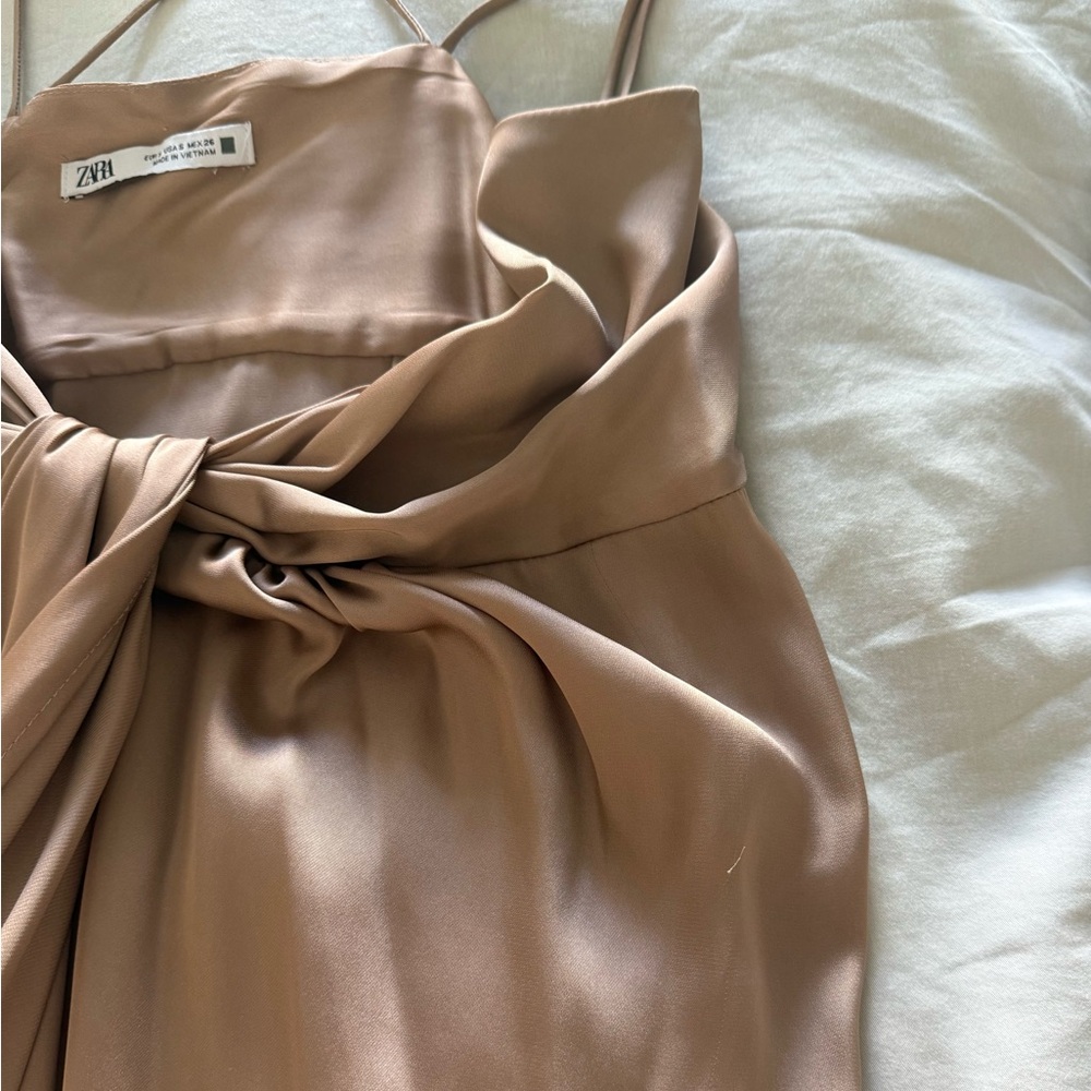 Zara - Knotted Tan Slip Dress, size S - Picture 4 of 4